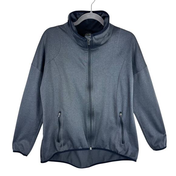 Eddie Bauer Gray Mock Neck Full Zip Fleece Lined Jacket Zippered Pockets Size L - Picture 1 of 6